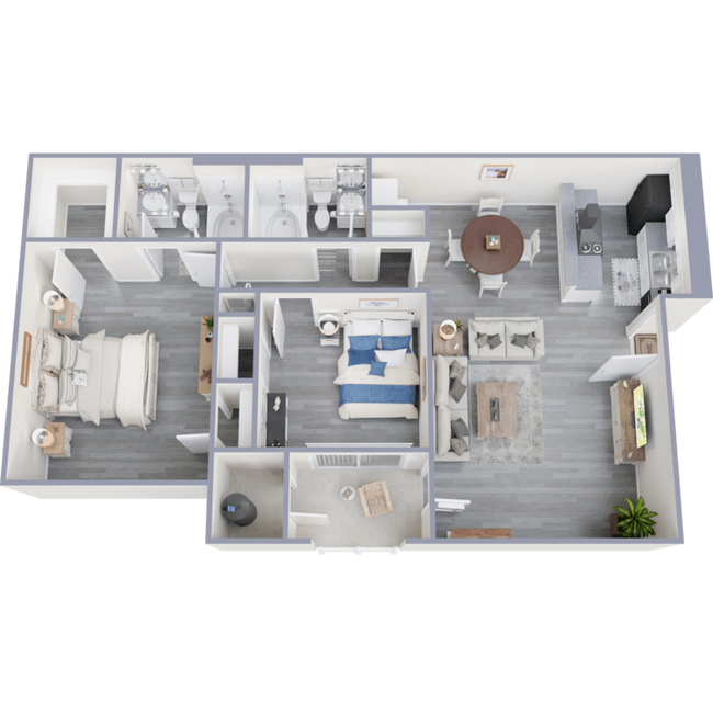 2 Bed 2 Bath 222 floor plan